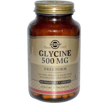 Глицин, Glycine, Solgar, 500 мг, 100 капсул