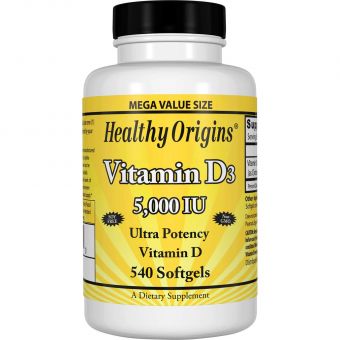 Вітамін Д3, Vitamin D3, Healthy Origins, 5000 МО, 540 капсул