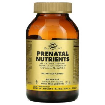 Витамины для беременных, Prenatal Nutrients, Solgar, 240 таблеток