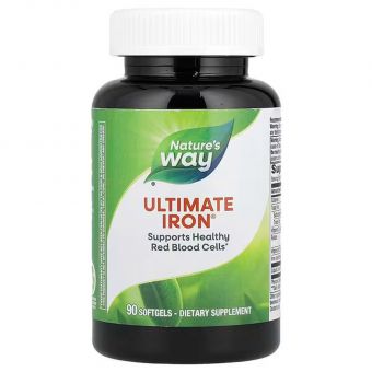 Железо, Ultimate Iron, Nature's Way, питательные вещества для красных кровяных телец, 90 капсул