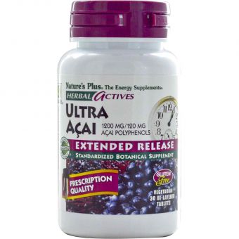 Асаї ультра, Ultra Acai, Nature's Plus, Herbal Actives, вивільненню, 1200 мг, 30 двошарових таблеток