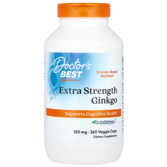 Гинкго Билоба, Extra Strength Ginkgo, Doctor's Best, экстрасильный, 120 мг, 360 веганских капсул