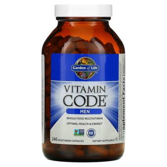 Витамины для мужчин, Whole Food Multivitamin for Men, Garden of Life, Vitamin Code, 240 вегетарианских капсул