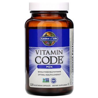 Витамины для мужчин, Multivitamin for Men, Garden of Life, Vitamin Code, 120 вегетарианских капсул