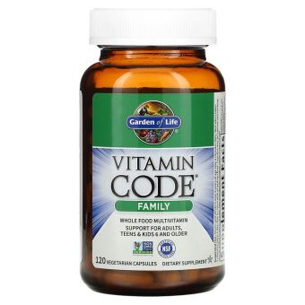 Мультивітаміни для всієї родини, Multivitamin, Garden of Life, Vitamin Code, цільнохарчові, 120 вегетаріанських капсул