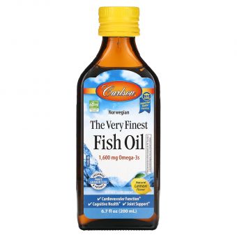 Рыбий жир, Fish Oil, Carlson, норвежский, лимон, 1600 мг, 200 мл