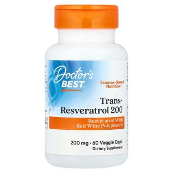 Ресвератрол, Trans-Resveratrol, Doctor's Best, 200 мг, 60 вегетаріанських капсул