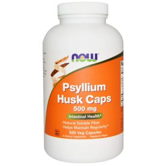 Подорожник, шелуха из семян, Psyllium Husk, Now Foods, 500 мг, 500 вегетарианских капсул