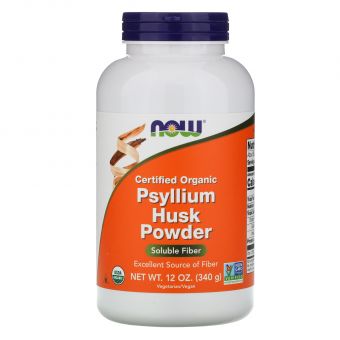 Подорожник органический, Psyllium Husks, Now Foods, порошок, 340 г