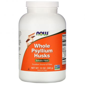 Подорожник, Whole Psyllium Husks, Now Foods, целая шелуха, 340 г