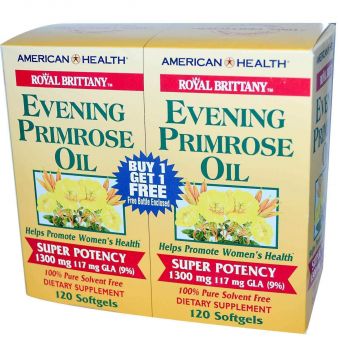 Масло вечерней примулы (Evening Primrose Oil), American Health, 1300 мг, 2 бутылки по 120 капсул