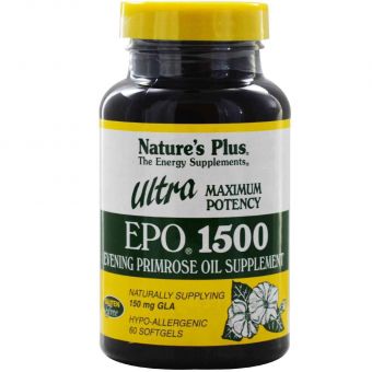 Масло вечерней примулы (Ultra EPO 1500), Nature's Plus, максимальная мощность, 60 капсул