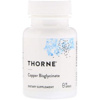 Медь (Copper Bisglycinate), Thorne, 60 капсул