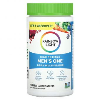 Витамины для мужчин, Men's Multivitamin, Rainbow Light, одна на день, высокая эффективность, 150 вегетарианских таблеток