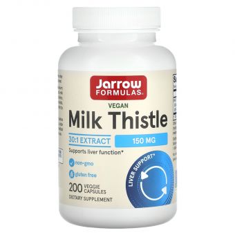 Расторопша (Milk Thistle), Jarrow Formulas, стандартизированная, 150 мг, 200 вегетарианских капсул