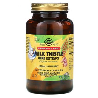 Экстракт расторопши, Milk Thistle, Solgar, 150 вегетарианских капсул