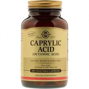 Каприловая кислота, Caprylic Acid, Solgar, 100 вегетарианских капсул