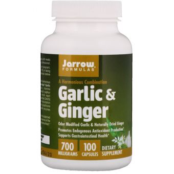 Корінь імбиру і часник (Garlic Ginger), Jarrow Formulas, 700 мг, 100 капсул