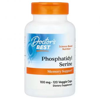 Фосфатидилсерин, Phosphatidylserine with SerinAid, Doctor's Best, 100 мг, 120 веганських капсул