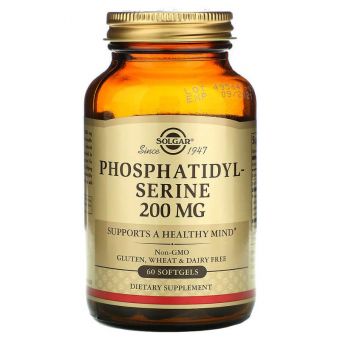 Фосфатидилсерин, Phosphatidylserine, Solgar, 200 мг, 60 гелевых капсул