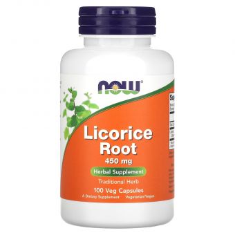 Корінь солодки (Licorice Root), Now Foods, 450 мг, 100 вегетаріанських капсул