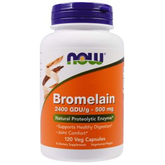 Бромелайн, Bromelain, Now Foods, 500 мг, 120 вегетаріанських капсул