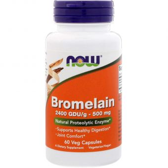 Бромелайн, Bromelain, Now Foods, 500 мг, 60 вегетарианских капсул