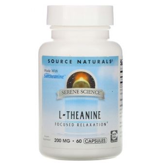 L-Теанин, L-Theanine, Source Naturals, 200 мг, 60 капсул