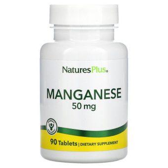 Марганец, Manganese, Nature's Plus, 50 мг, 90 таблеток