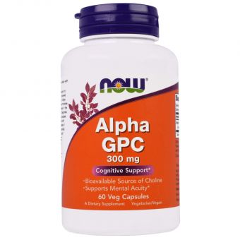  Альфа (глицерофосфохолин), Alpha GPC, Now Foods, 300 мг, 60 вегетарианских капсул