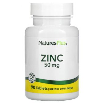 Цинк в таблетках, Zinc, Nature's Plus, 50 мг, 90 таблеток