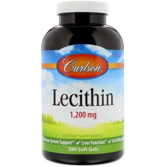  Лецитин, Lecithin, Carlson, 1200 мг, 280 капсул