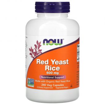 Красный дрожжевой рис, Red Yeast Rice, Now Foods, 600 мг, 240 вегетарианских капсул 