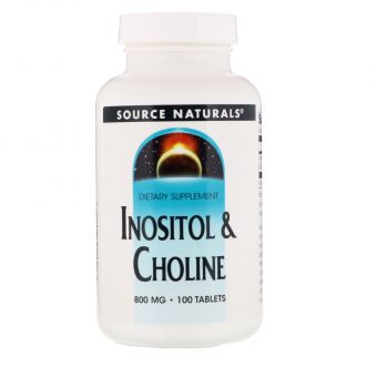 Холін і Інозитол, Inositol Choline, Source Naturals, 800 мг, 100 таб.