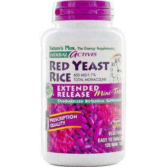 Красный дрожжевой рис, Red Yeast Rice, Nature's Plus, Herbal Actives, 600 мг, 120 таблеток