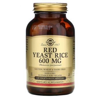 Красный дрожжевой рис, Red Yeast Rice, Solgar, 600 мг, 120 вегетарианских капсул