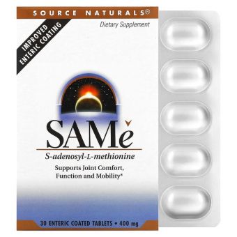 S-Аденозилметионин, SAM-e, Source Naturals, 400 мг, 30 таб.