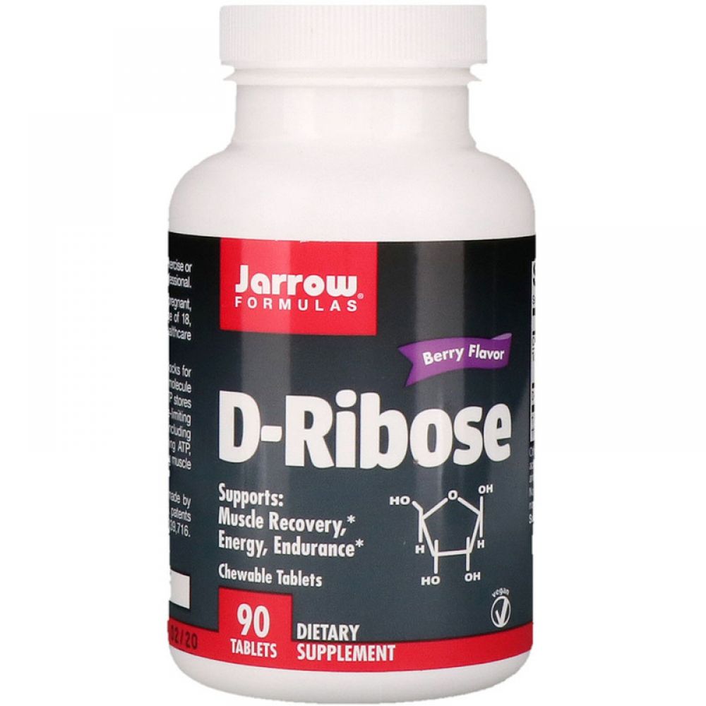 Д-рибоза с ягодным вкусом, D-Ribose, Jarrow Formulas, 90 таб.