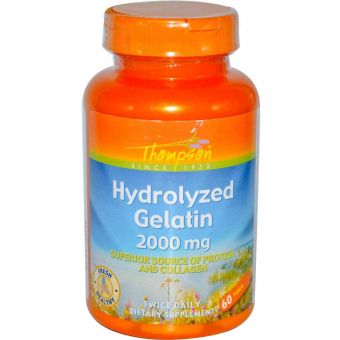 Гидролизат желатина, Hydrolyzed Gelatin, Thompson, 2000 мг, 60 таблеток