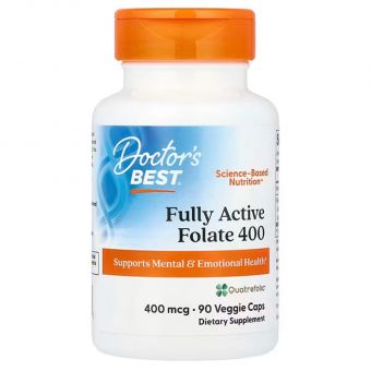 Фолат с Quatrefolic, Folate, Doctor's Best, активный, 400 мкг, 90 капсул