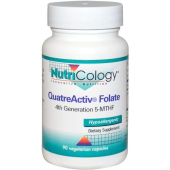 Фолат, 5-MTHF, QuatreActiv Folate, Nutricology, 90 капсул