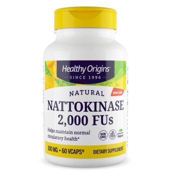 Наттокиназа, Nattokinase 2,000 FU's, Healthy Origins, 100 мг, 60 капсул