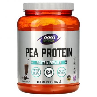 Гороховый протеин, Pea Protein, Now Foods, Sports, порошок, сливочный шоколад, 907 г