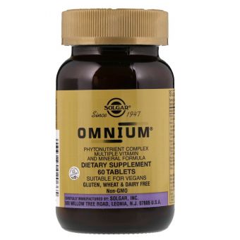 Омниум, мультивитамины и минералы, Omnium, Phytonutrient Complex, Solgar, 60 таблеток