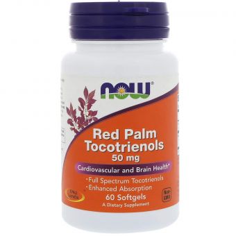 Червона пальмова олія, Red Palm Tocotrienols, Now Foods, токотрієноли, 50 мг, 60 гелевих капсул