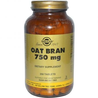 Вівсяні волокна, Oat Bran, Solgar, 750 мг, 250 таблеток