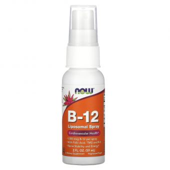 Витамин В12, Vitamin B-12, Now Foods, липосомальный спрей, 1000 мкг, 59 мл