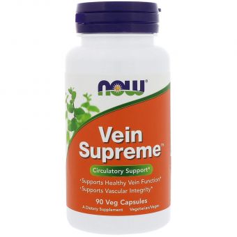 Поддержка для вен, Vein Supreme, Now Foods, 90 вегетарианских капсул