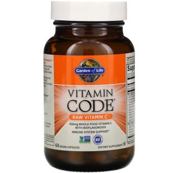 Сырой Витамин С, Raw Vitamin C, Garden of Life, Vitamin Code, 60 капсул