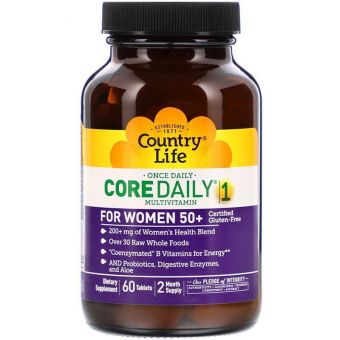 Вітаміни для жінок 50+, Core Daily-1 Multivitamins, Country Life, 1 в день, 60 таблеток